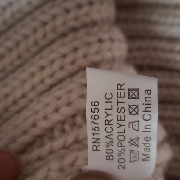 AKIRA Tan Rhinestone Kent hat with Pom Pom - Picture 3 of 4